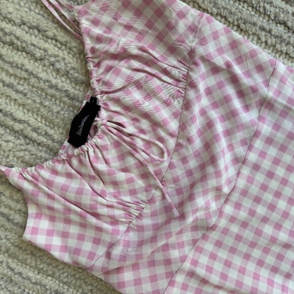 Realisation Par Elsa Gingham Pink Midi Dress Size Small - Picture 4 of 8